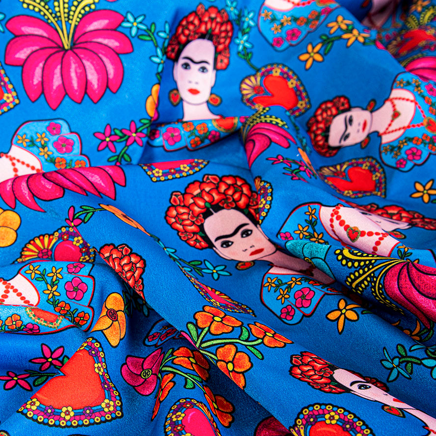 TELA SEDA OAXAQUEÑA F/AZUL X METRO