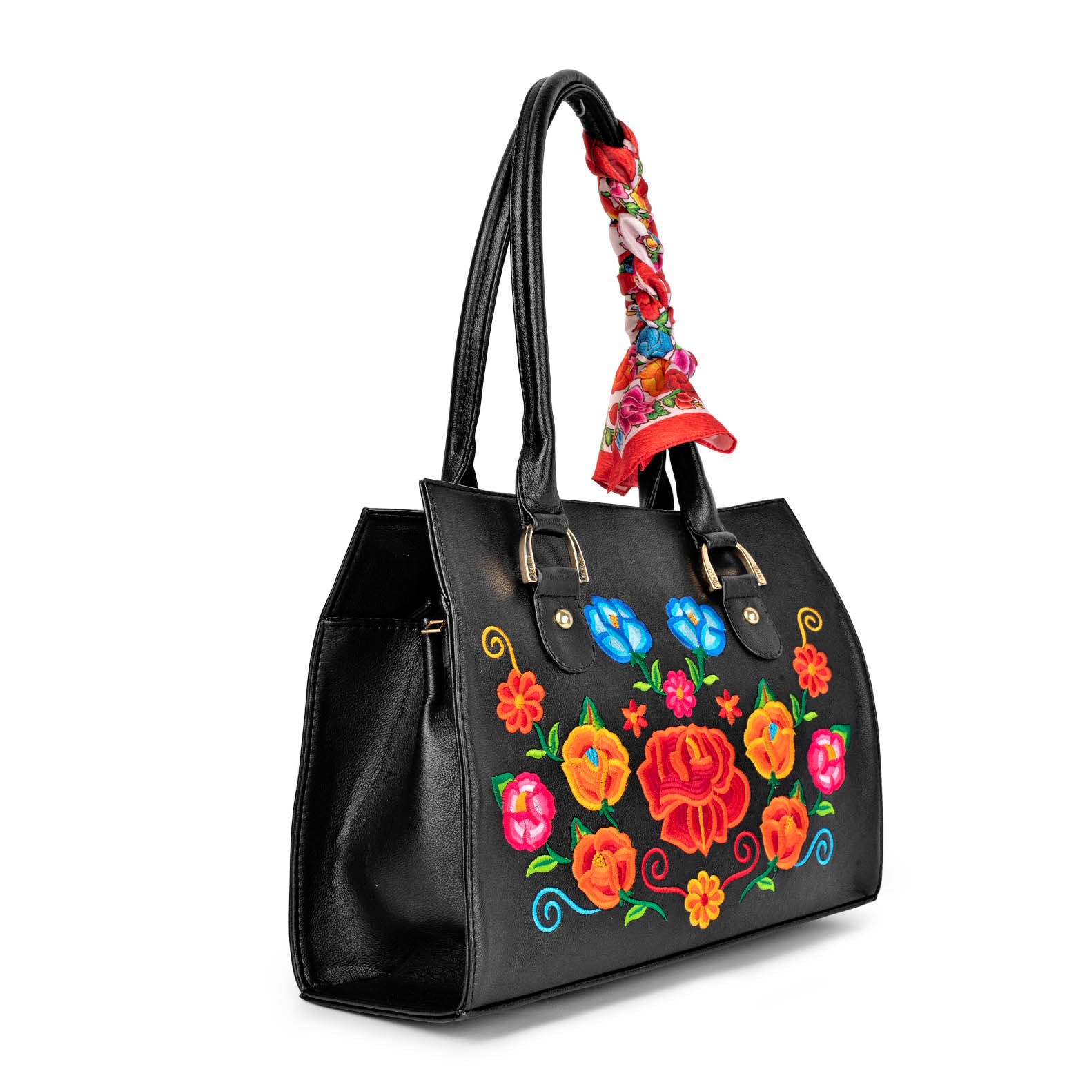 BOLSA CLAUDIA BORDADO PRIMAVERA NEGRO