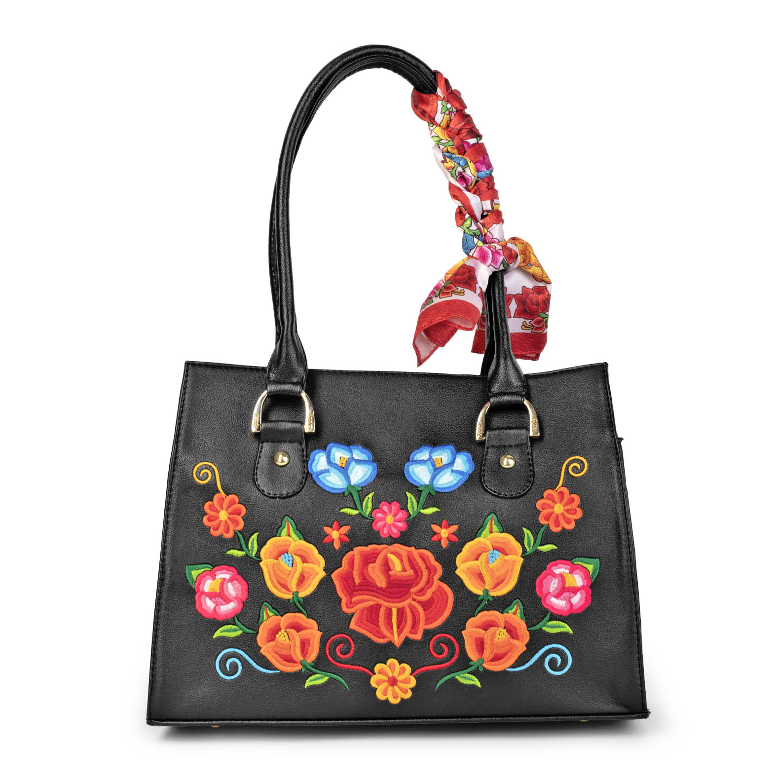 BOLSA CLAUDIA BORDADO PRIMAVERA NEGRO