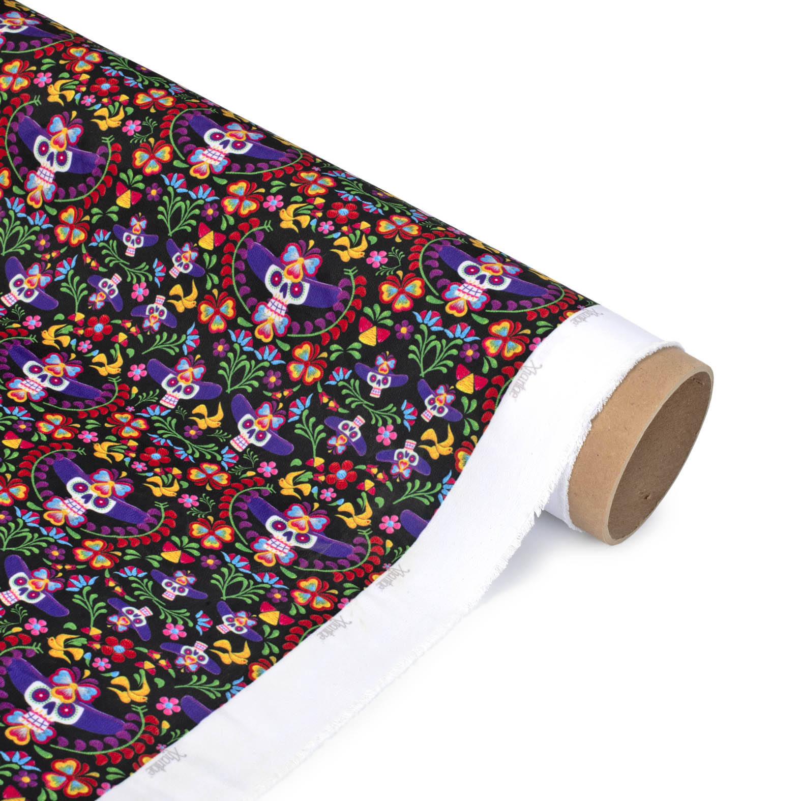 TELA TIPO SEDA DISEÑO CATRINA X METRO