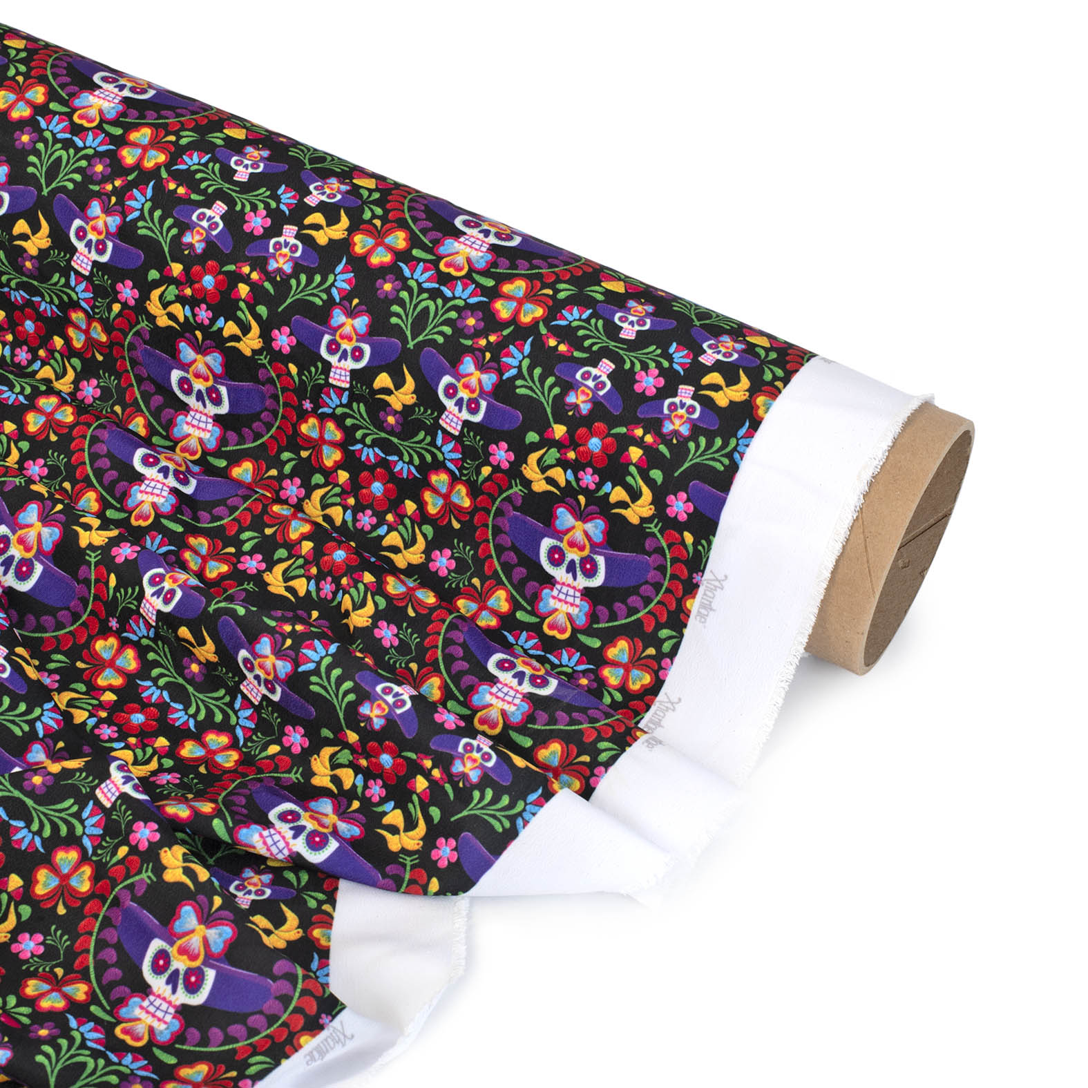 TELA TIPO SEDA DISEÑO CATRINA X METRO