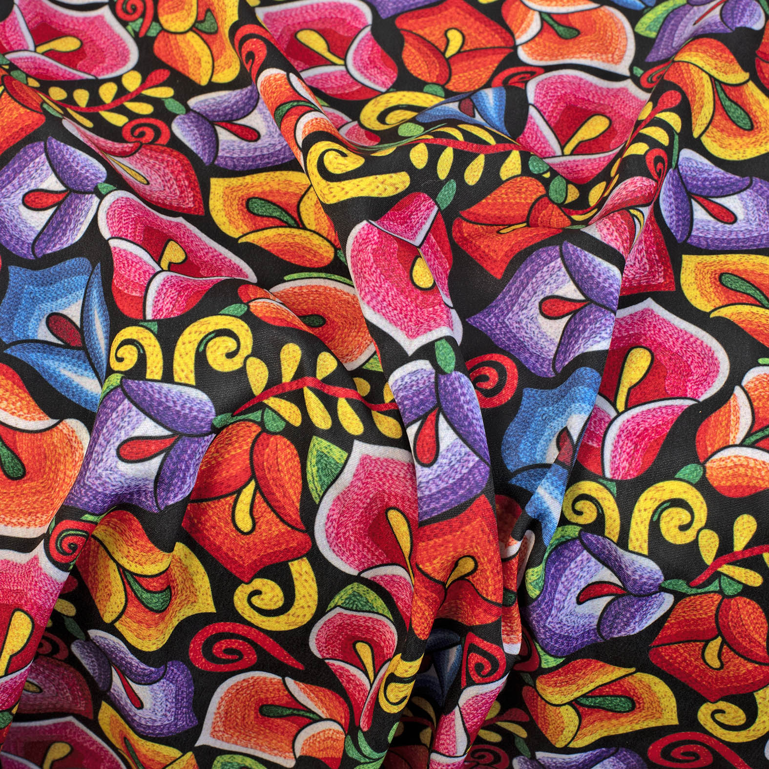 TELA TIPO SEDA DISEÑO 1014 FLORAL X METRO