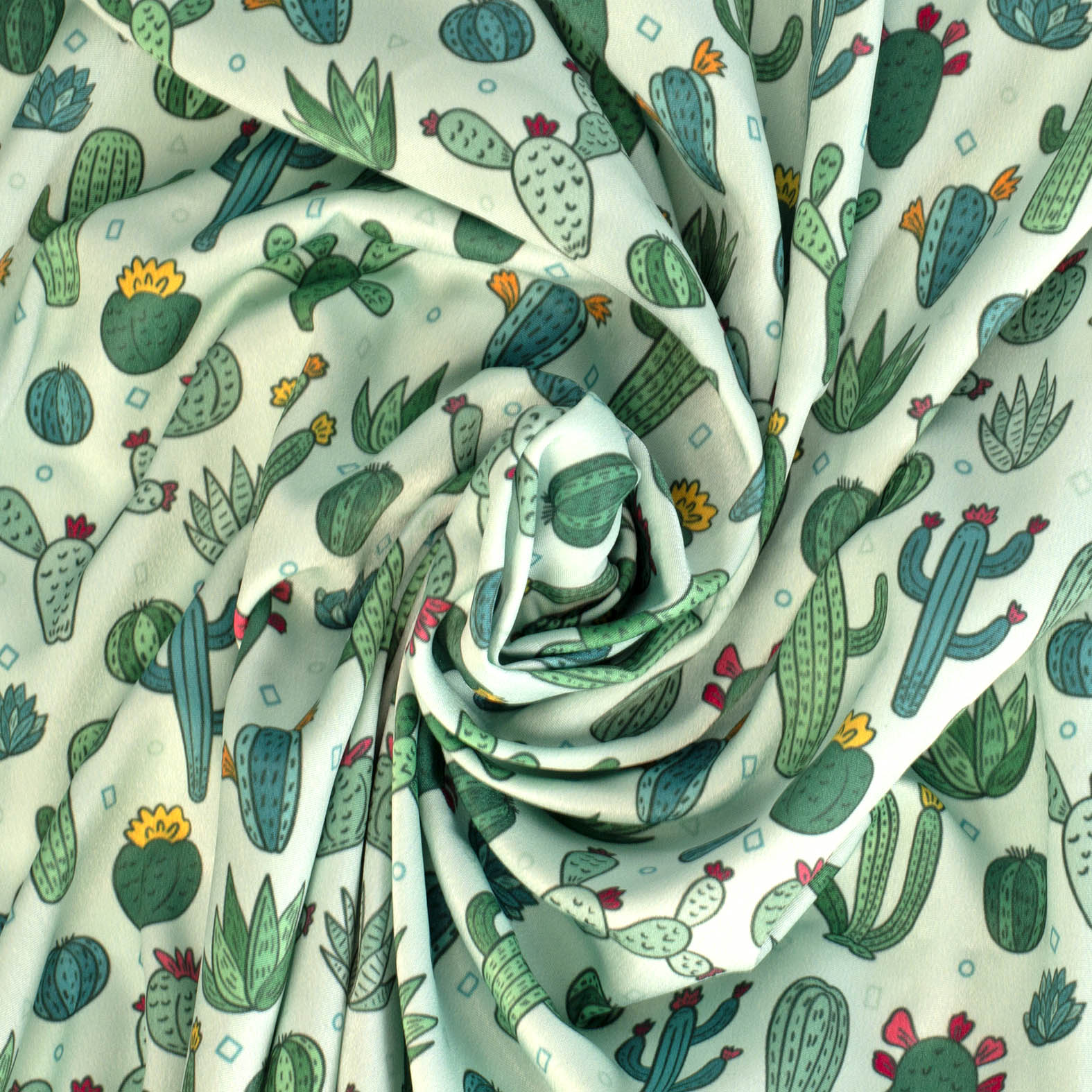 TELA TIPO SEDA DISEÑO CACTUS/SABILA F. VERDE X METRO