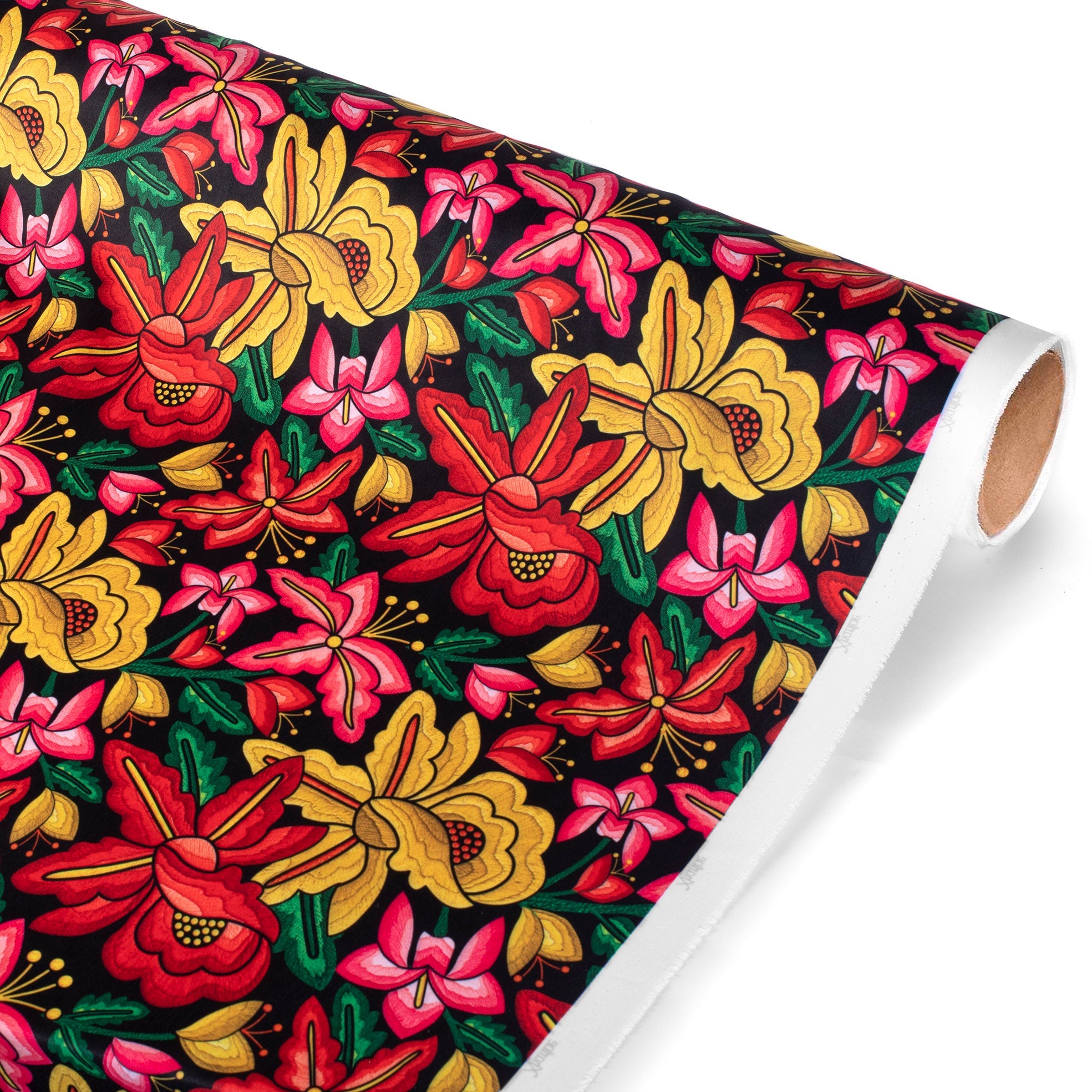 TELA TIPO SEDA DISEÑO OTOÑO MOSTAZA X METRO