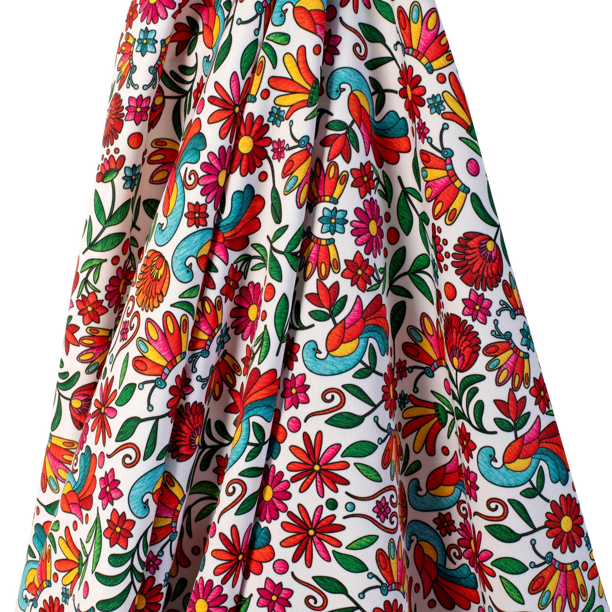 TELA TIPO SEDA DISEÑO MARIPOSA PAVOREAL F/BLANCO X METRO