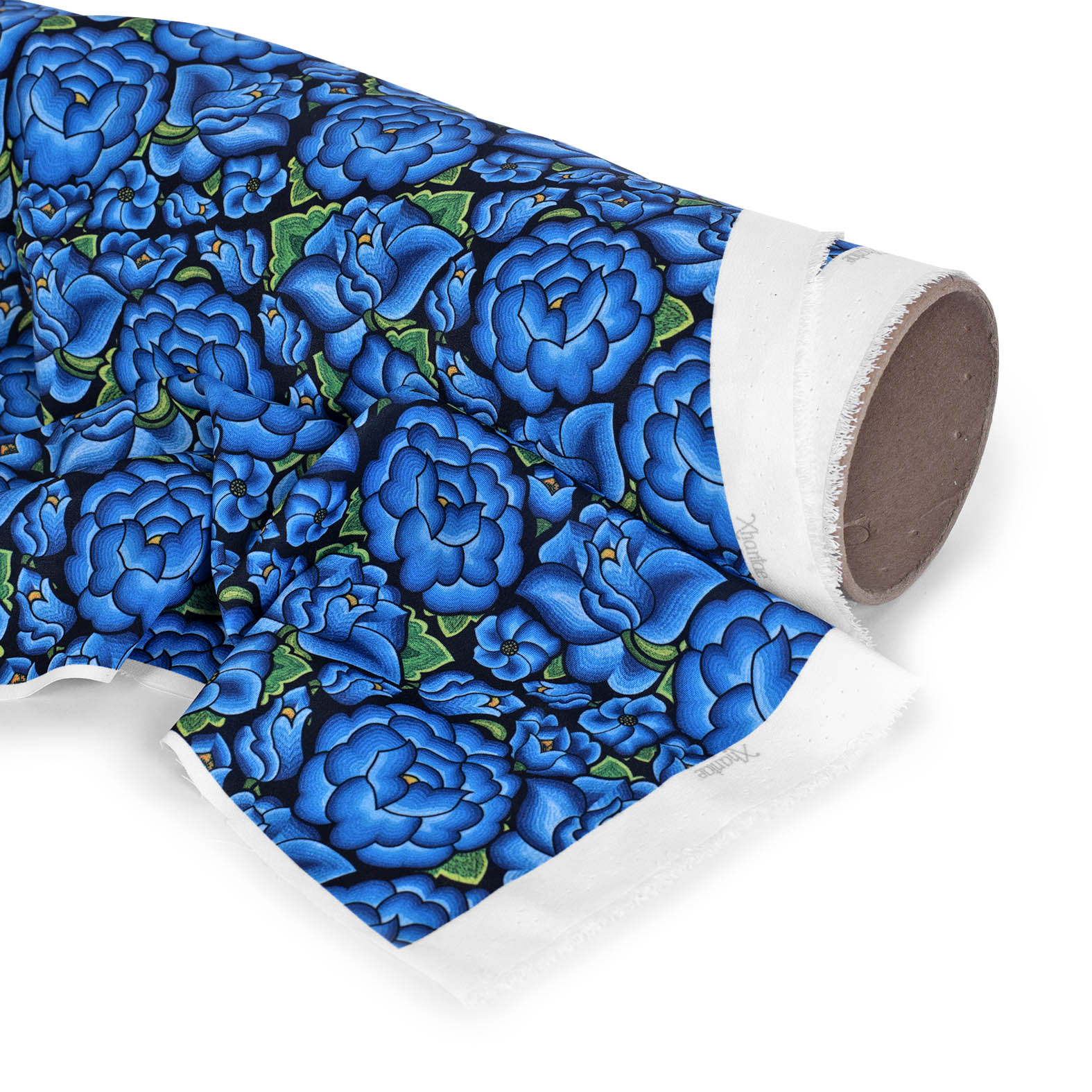 TELA TIPO SEDA DISEÑO 102 FLORAL AZUL X METRO