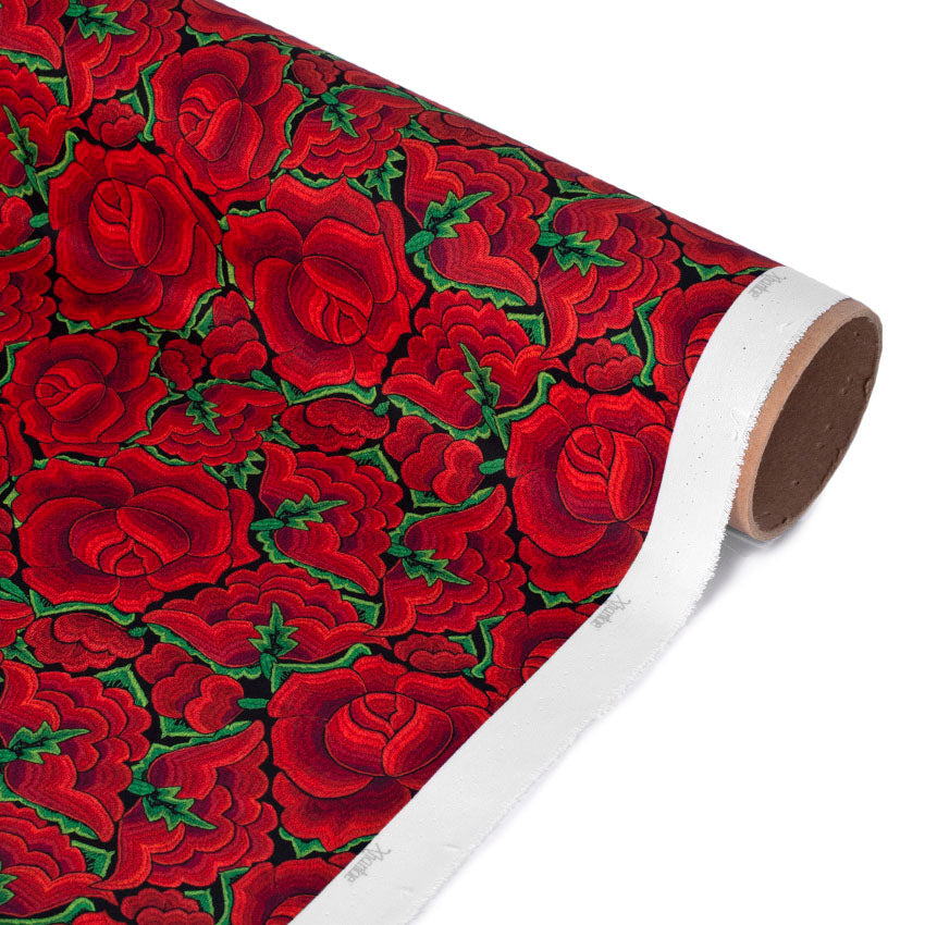 TELA TIPO SEDA DISEÑO FLORAL 5 X METRO