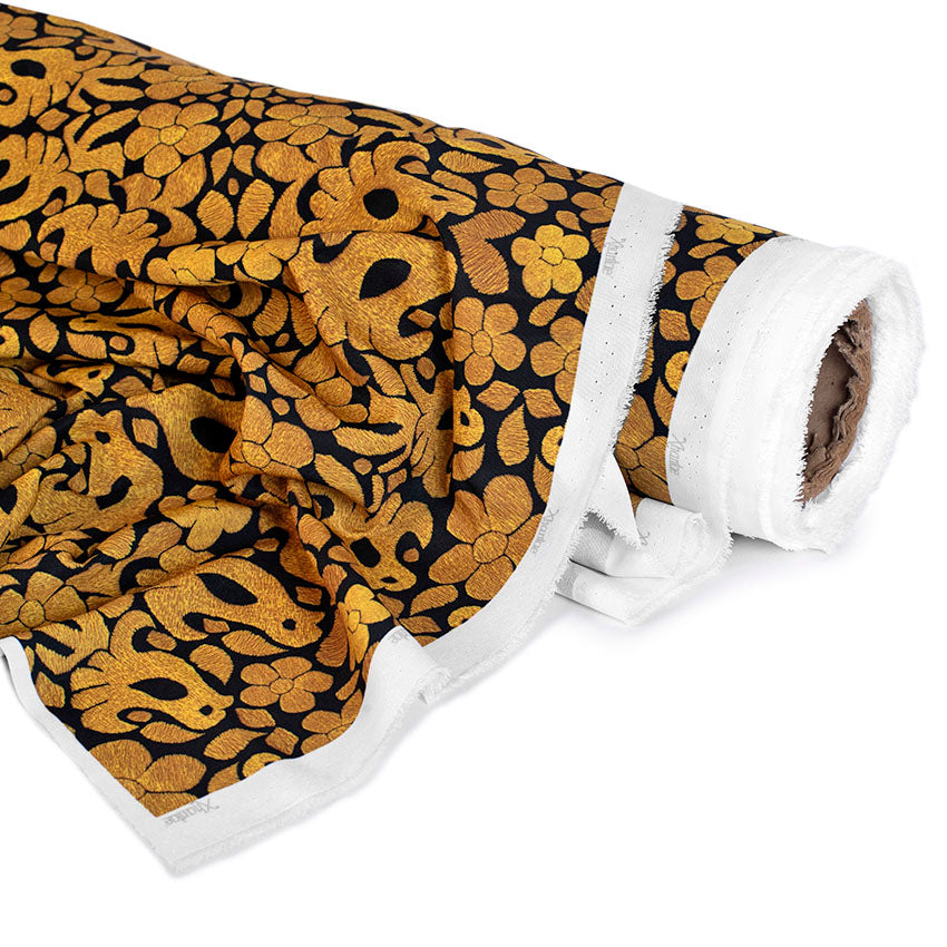 TELA SEDA DISEÑO TUXTEPEC CHIC DORADO X METRO