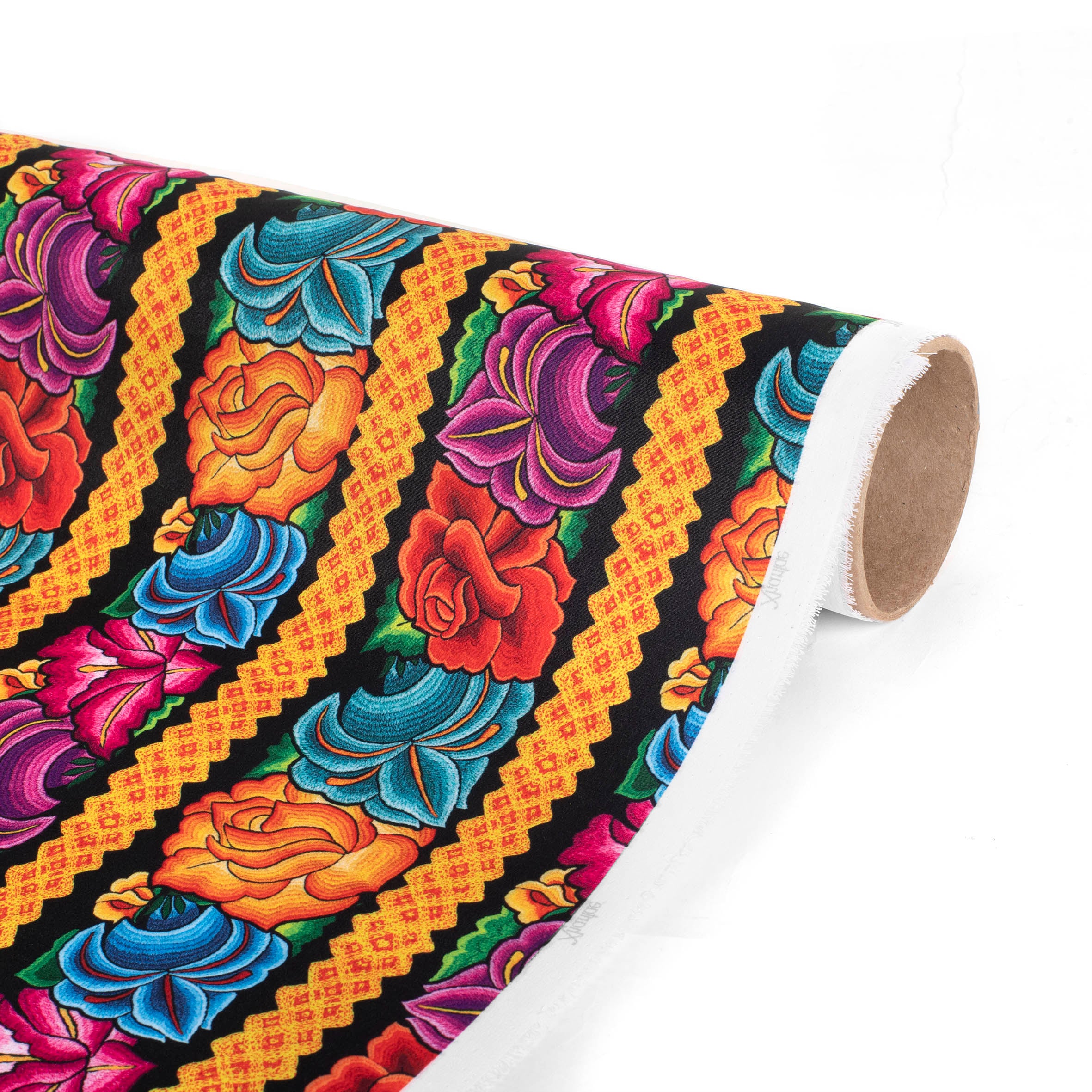 TELA TIPO SEDA DISEÑO FLORAL 4 CADENILLA X METRO
