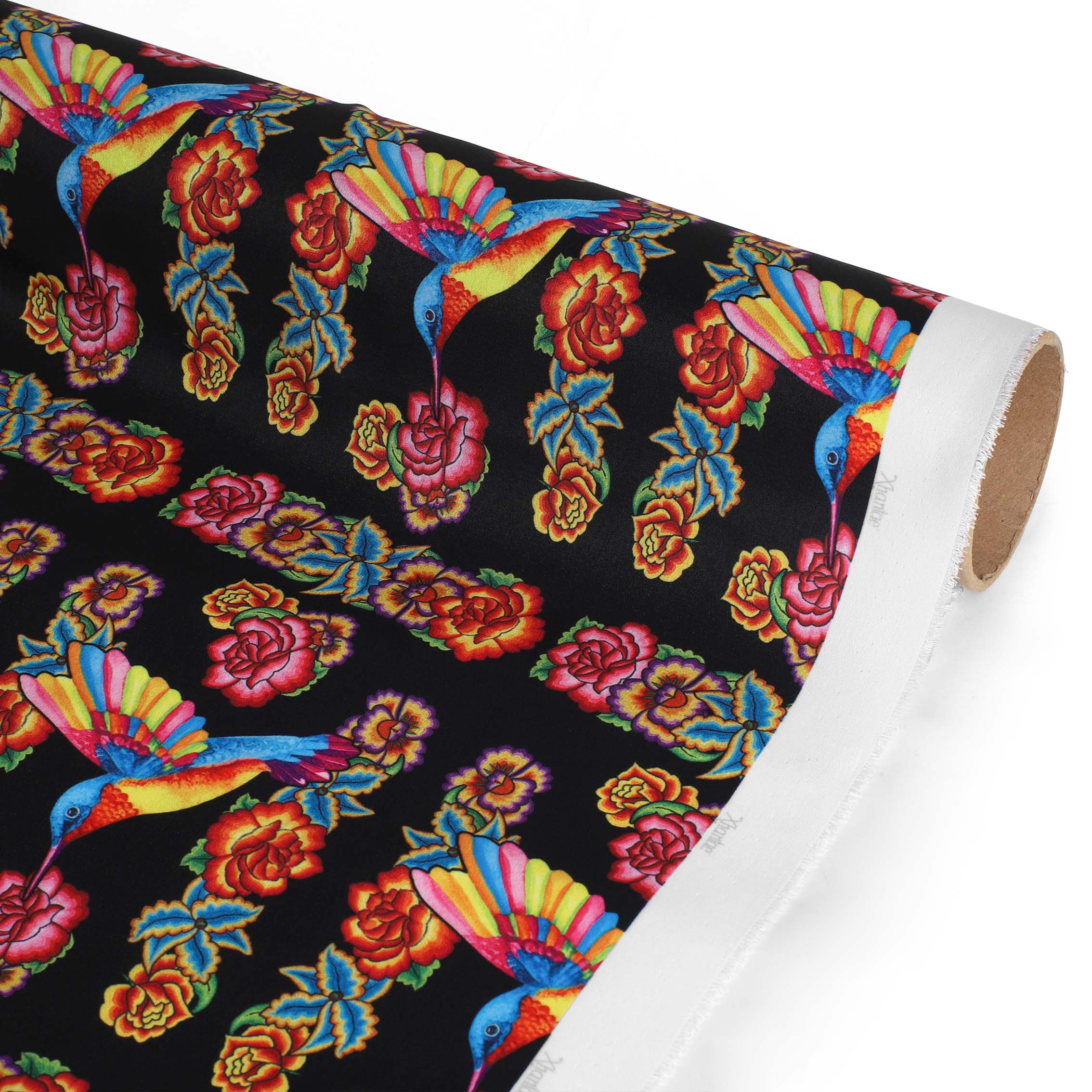 TELA TIPO SEDA DISEÑO COLIBRI X METRO