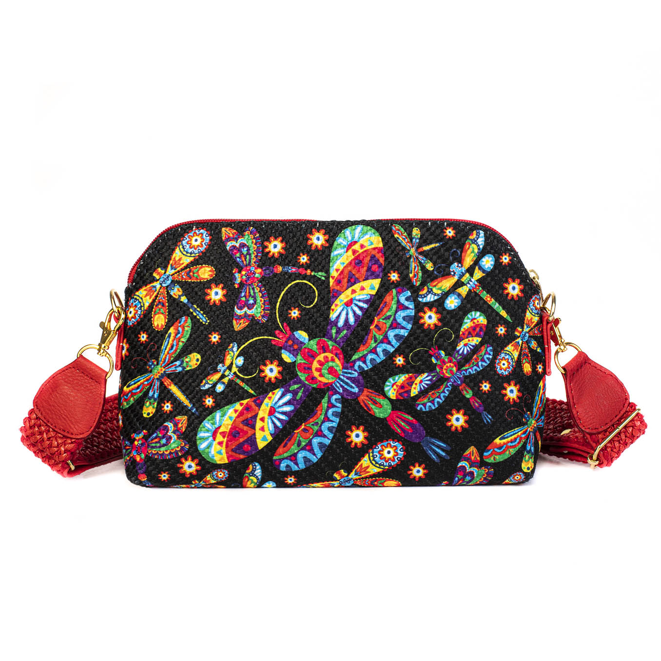 BOLSA DIAMANTE LIBELULA ASA ROJA