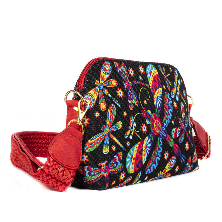 BOLSA DIAMANTE LIBELULA ASA ROJA