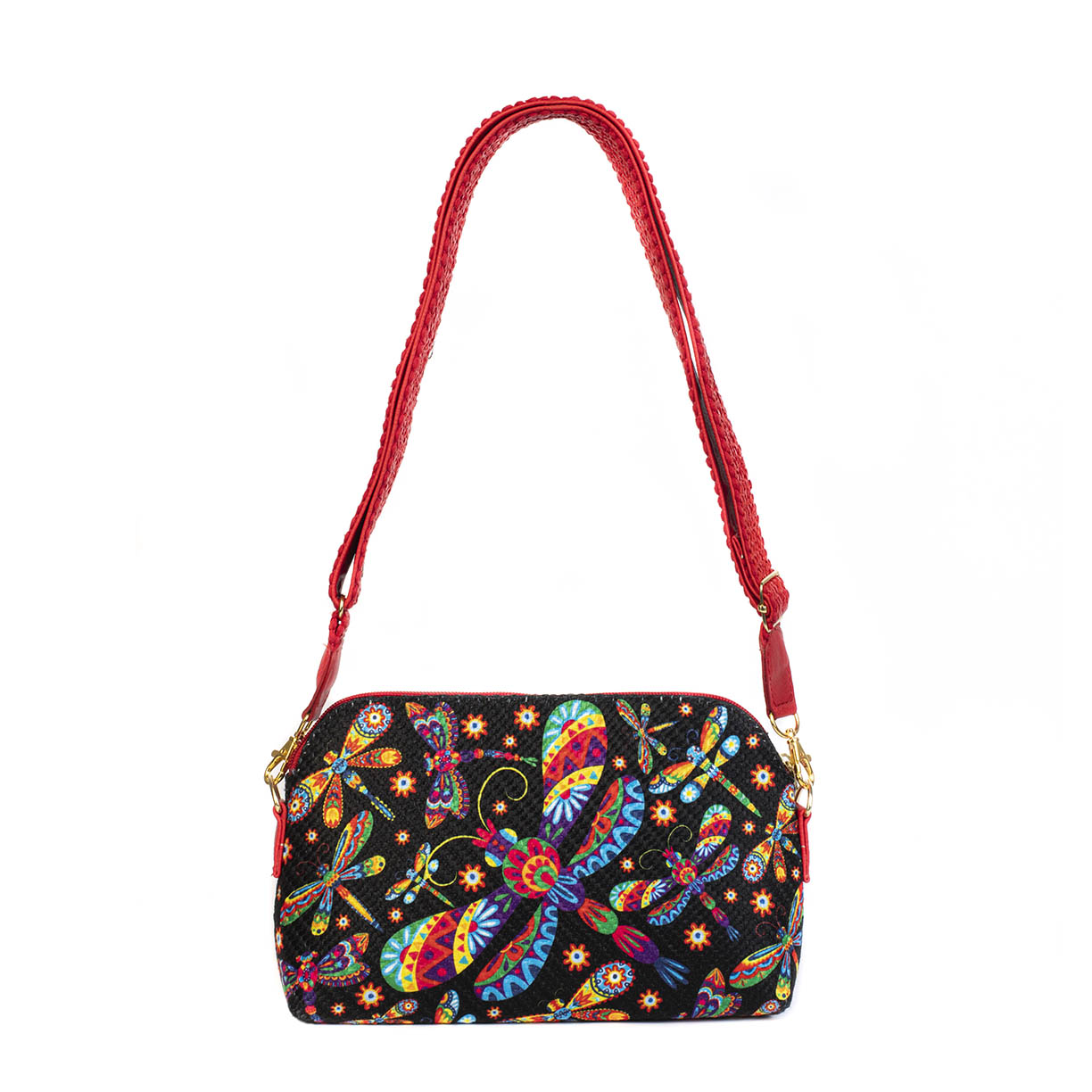 BOLSA DIAMANTE LIBELULA ASA ROJA