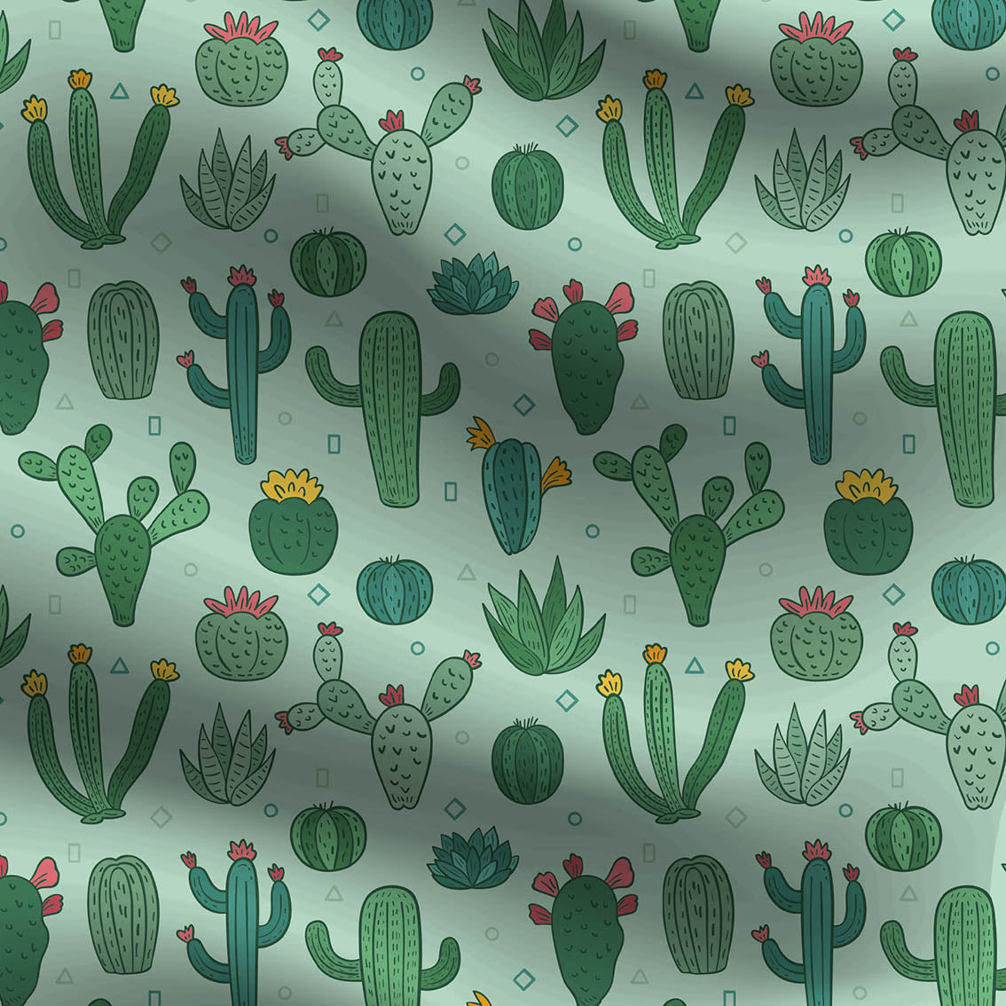 TELA TIPO SEDA DISEÑO CACTUS/SABILA F. VERDE X METRO