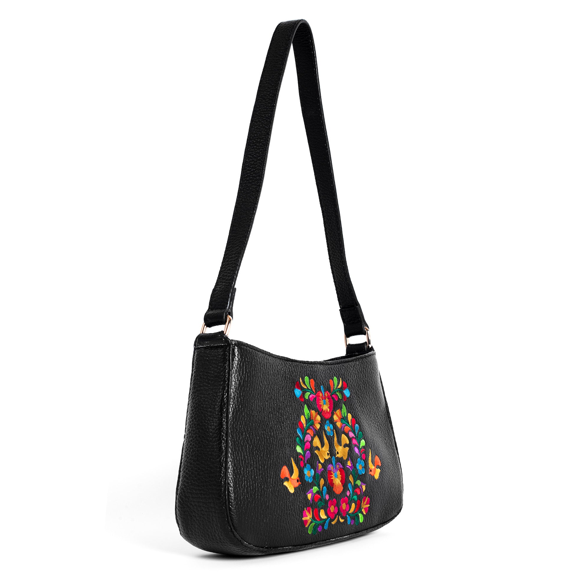 BOLSA JIMENA BORDADO VALLES TERNERA NEGRO