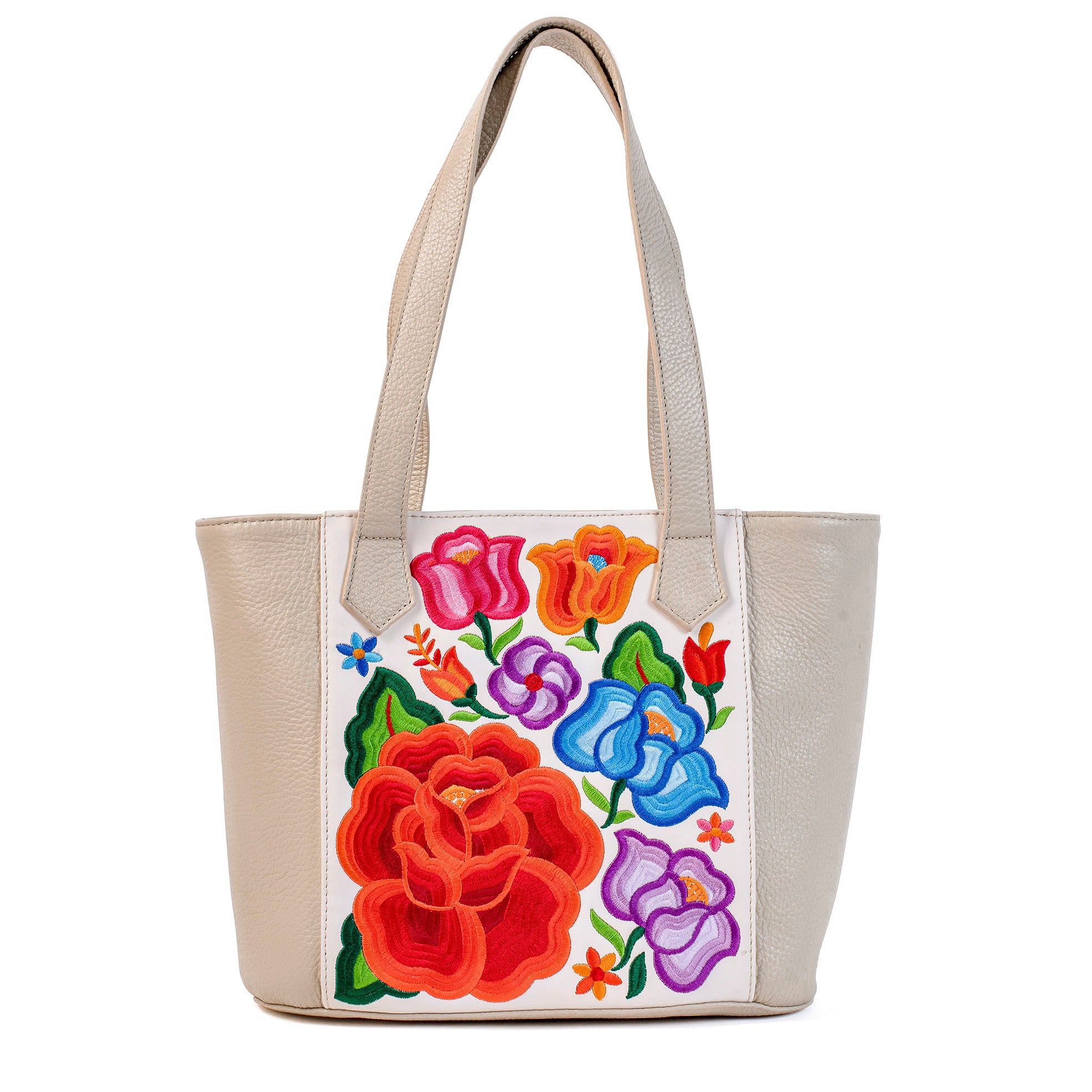 BOLSA GRISELDA BORDADO FLORAL PAJA