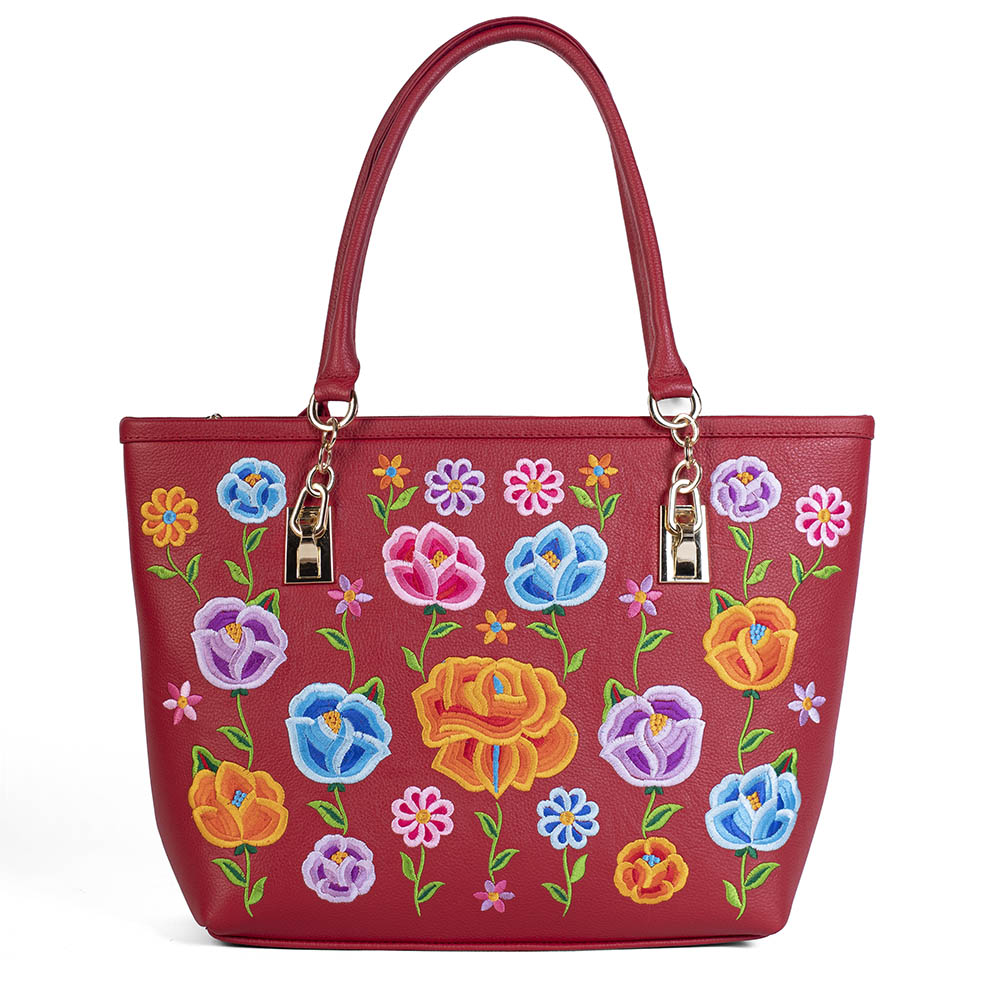 BOLSA JACKELINE BORDADO PRIMAVERA TERNERA ROJO