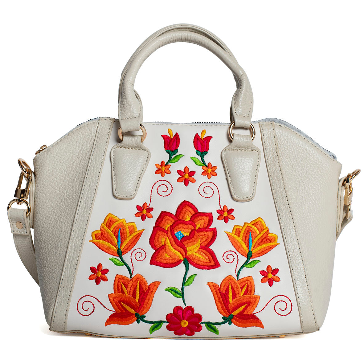 BOLSA SAMANTHA BORDADO FLORAL TERNERA PAJA