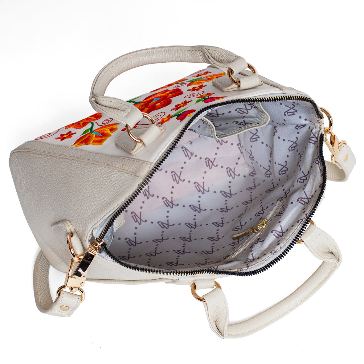 BOLSA SAMANTHA BORDADO FLORAL TERNERA PAJA