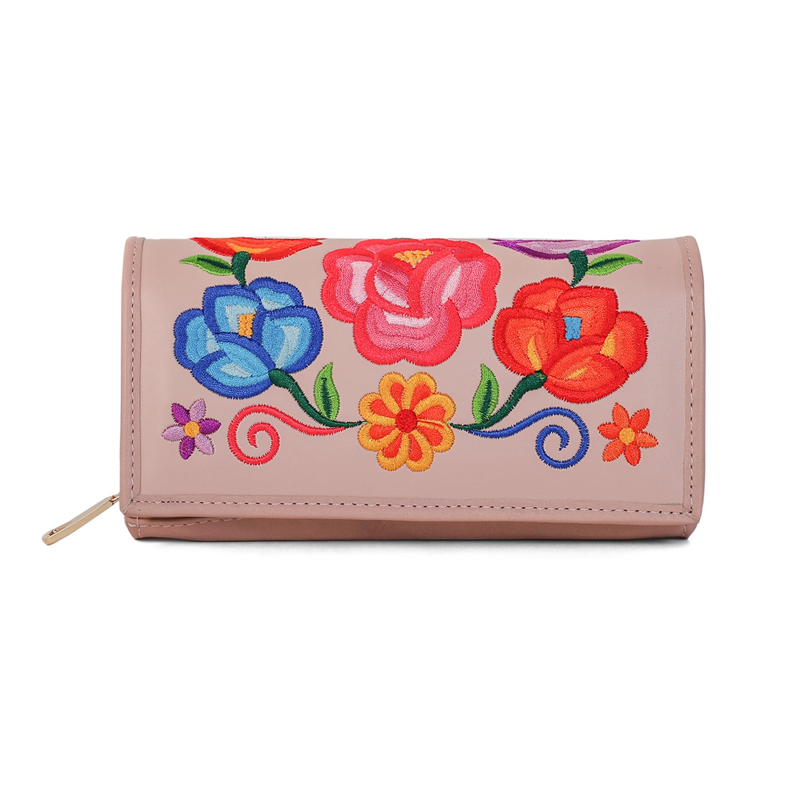 CARTERA 955 BORDADO FLOR ISTMO ROSA