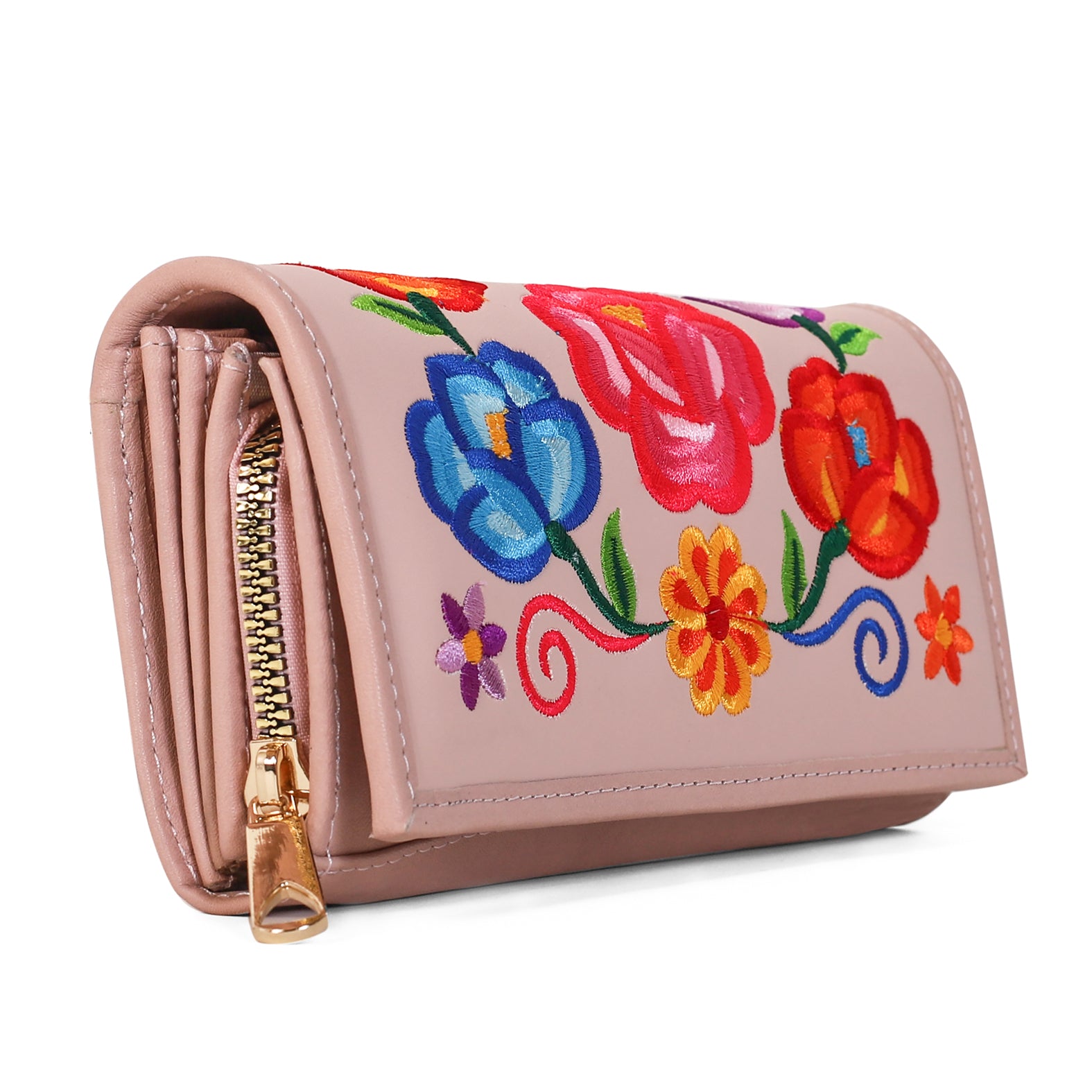 CARTERA 955 BORDADO FLOR ISTMO ROSA