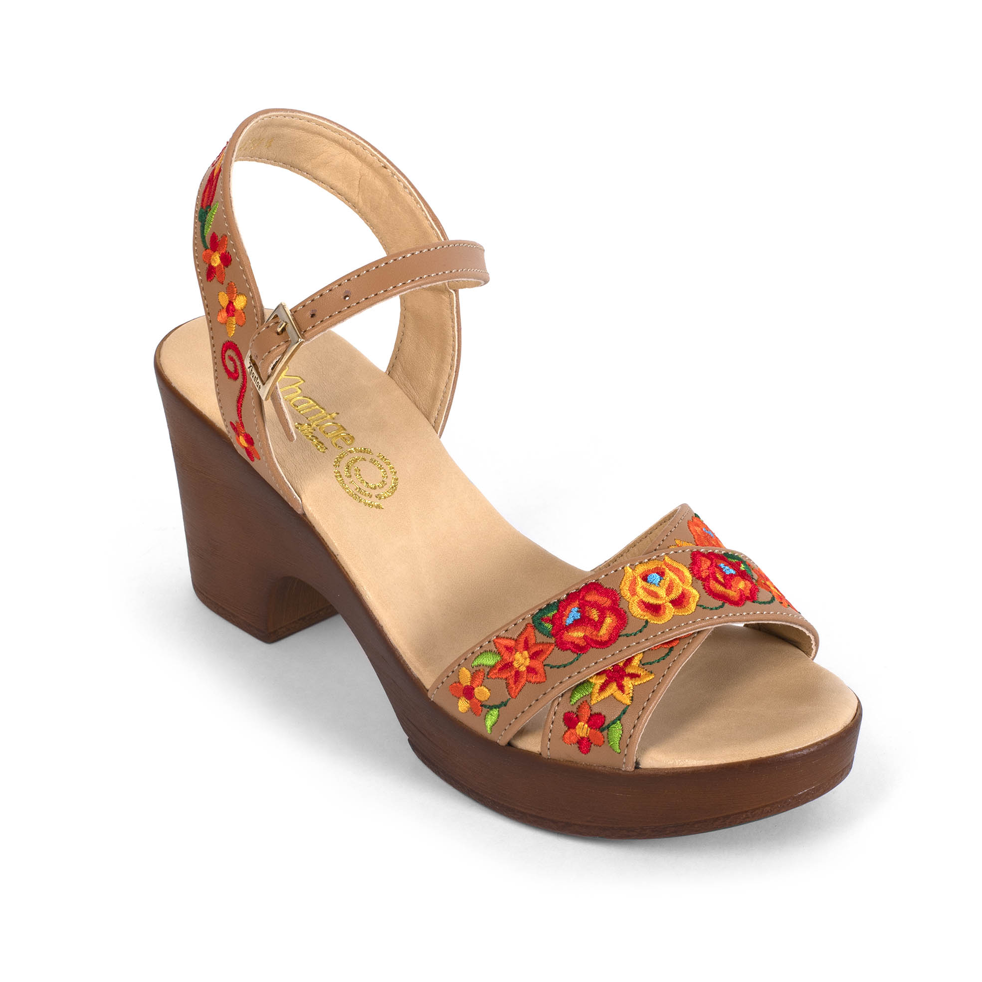 ZAPATO VALERIA FLORAL CAMEL BORDADO