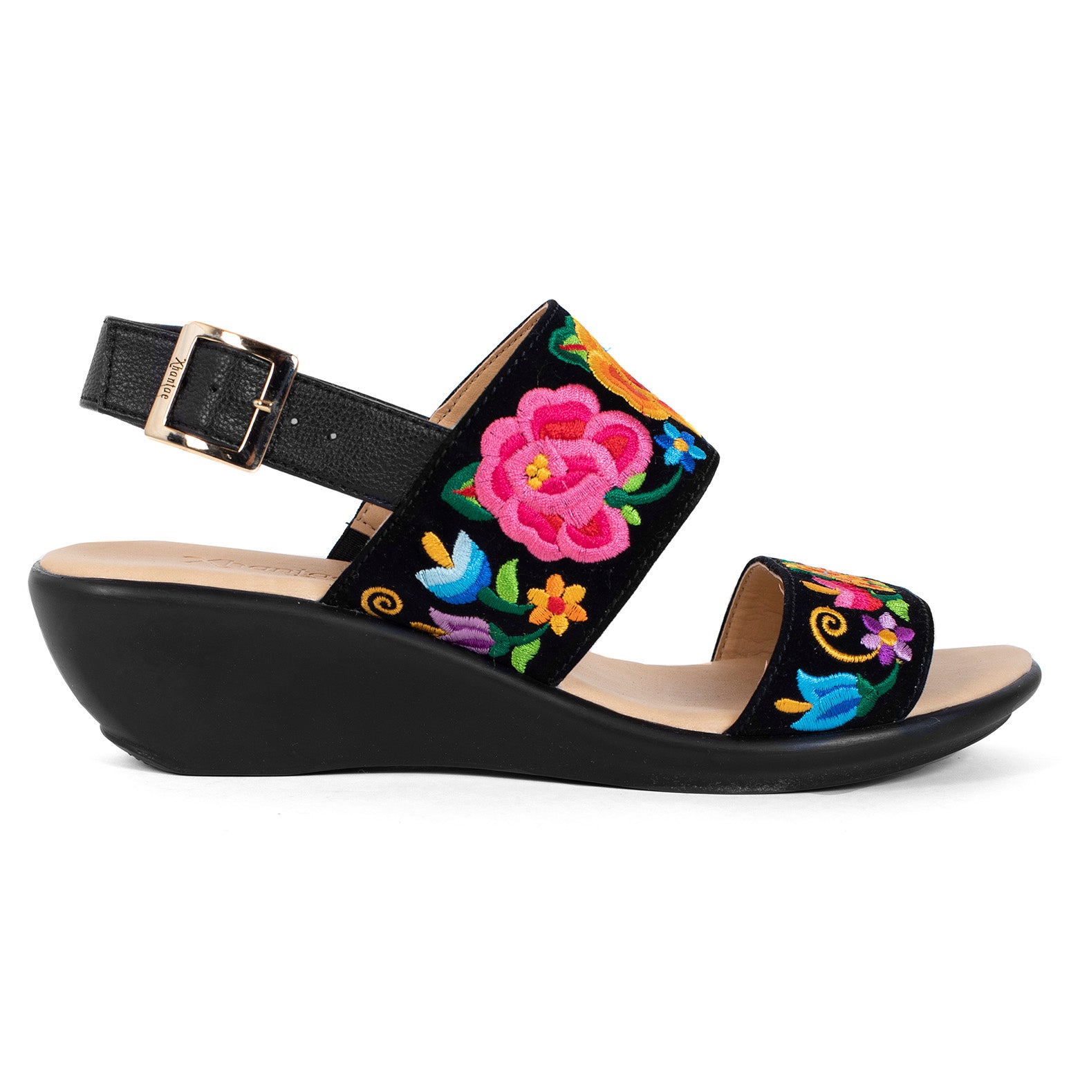 SANDALIA LUCY FLOR GUIA NEGRO BORDADO