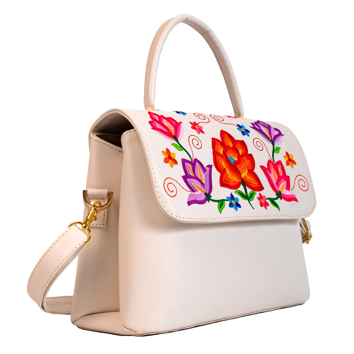 BOLSA MAGALI ISTMO FLORAL BORDADO LATTE