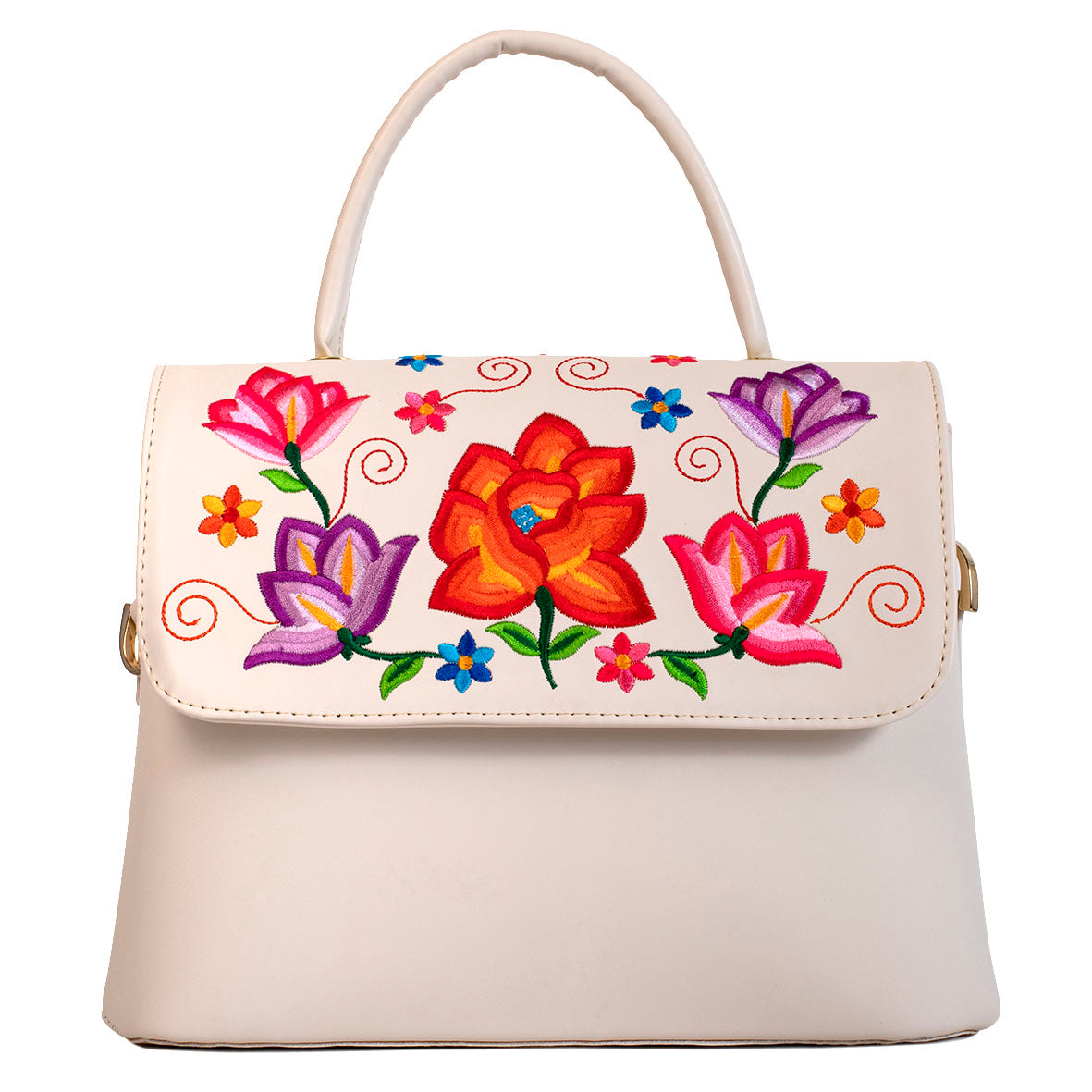 BOLSA MAGALI ISTMO FLORAL BORDADO LATTE