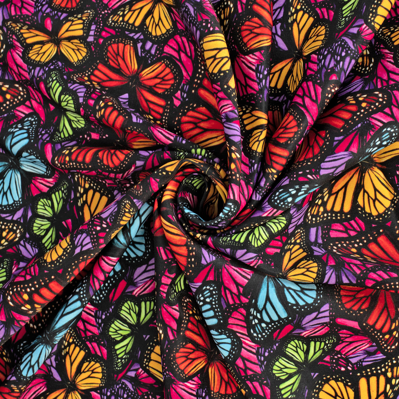 TELA TIPO SEDA DISEÑO MONARCA PRIMAVERA COLORS X METRO